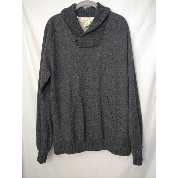 LOGG H&M Sweater Gray Button Cowl Neck Pullover Knit Sz M Cabin Ski Lodge Rugged - Picture 11 of 14